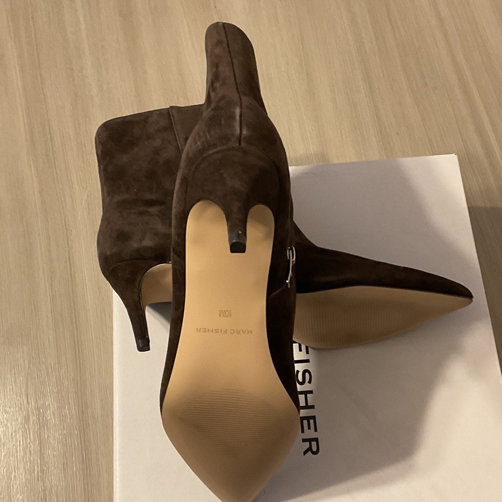 Marc Fisher Dark Brown Suede Heeled Boots - Picture 6 of 6